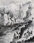 Miller, Alfred Jacob Crossing one of the Sources of the Colorado of the West,in the Mountains of the Windsl oil